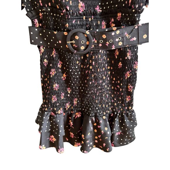 For Love and Lemons NWOT Camellia Smocked Belted Mini Dress - Picture 10 of 12
